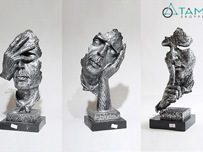 Tượng đầu người nghệ thuật Không thấy - Không nghe - Không nói [Lẻ từng cái - 2 màu] TUONGNGUOI-01